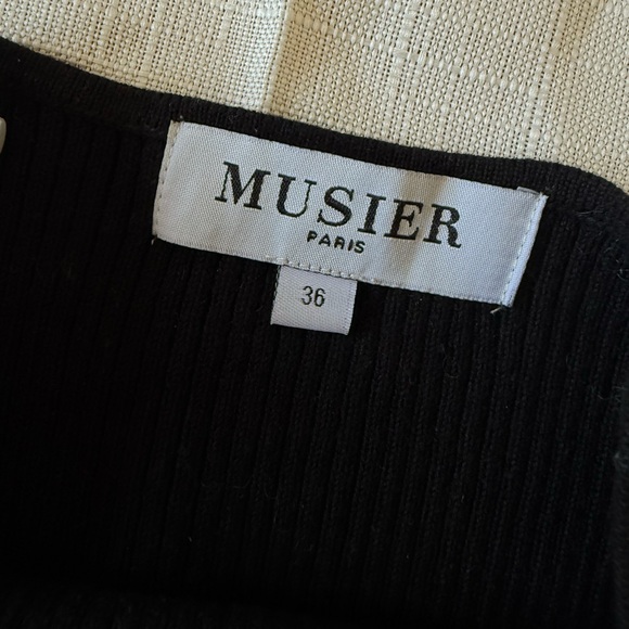 Musier Paris Black Knit Bateau Top with Pearl Straps 36 small - Picture 5 of 7